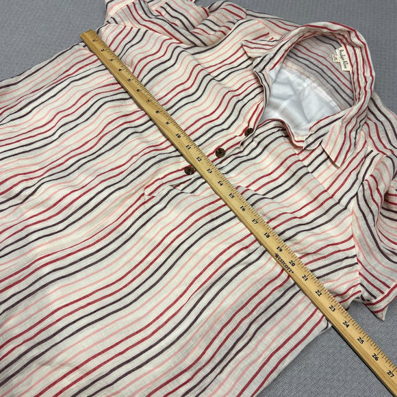 Indigo Rose Striped Tunic Shirt Dress Tie Sleeve Button Front Plus Size 3X - Picture 10 of 10